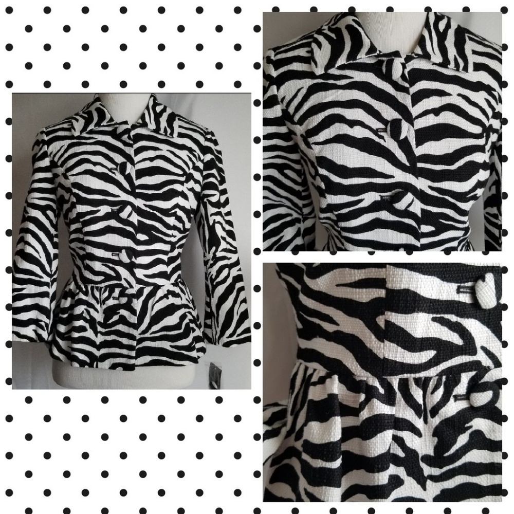 🆕️ INC Fall Zebra Women's Peplum Jacket Size 0